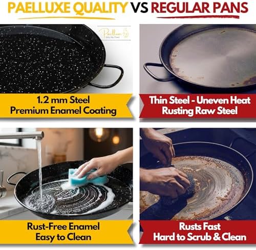 Paelluxe Paella Pan Enameled No-Rust Steel Skillet - 17 Inch, 10 Servings