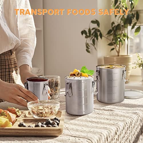 Tanjiae 4-Pack Compact Stainless Steel Airtight Canisters Sets for Small Kitchens | Metal Food Storage Containers with Lids Sealed - Keep Flour, Sugar, Coffee, Tea Fresh for Months (18+35+56+85 fl oz)