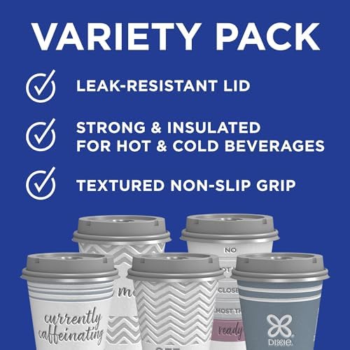 Dixie Paper Coffee Cups With Lids, 12 oz | 14 Count | Pack of 2 | Insulated | For Hot or Cold