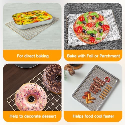 2 PCS Cooling Racks for Cooking and Baking, 10" x 15", Gold
