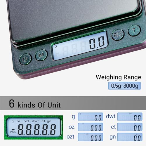 Fuzion Small Gram Scale 3000g, Digital Kitchen Food Scale, Gram and Ounce