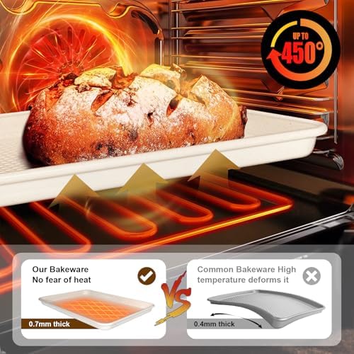 Wildone Baking Sheet Pan Set of 2, Honeycomb Embossed Nonstick Cookie Sheet