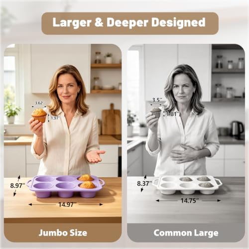 Jumbo Silicone Muffin Mold for Baking: 2 PCS Large Muffin Pan with Frame