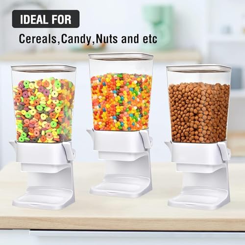 Cereal Dispenser Countertop Large Cereal Containers Storage White,3 pack