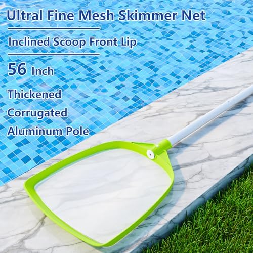Sepetrel Pool Skimmer Net- Total Length 72 inches Ultral Fine Mesh Rake with Pole,Accessories for Cleaning Inground/Above Ground Swimming Pool, Pond,Spa and Hot Tub Leaf Debris