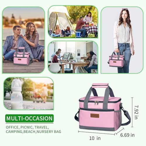 iknoe Insulated Lunch Bag, Foldable 8.5L Cooler Bag for Men & Women, Lunch Box
