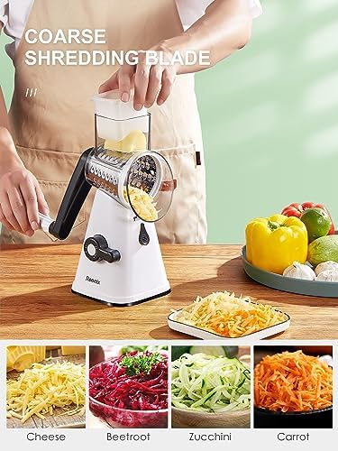 Rotary Cheese Grater with Handle, Reemix Vegetable Cheese Grater