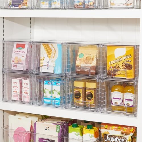 Vtopmart 4 Pack Stackable Clear Pantry Storage Drawers, Large