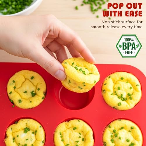 HKNMTT Silicone Muffin Pans for Baking 12Cups BPA-Free Egg Bites Mold