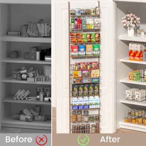ElegantArray 10-Tier Pantry Door Organizer, Brown