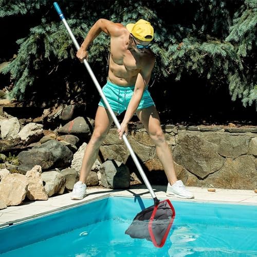 Pool Net, Heavy Duty 19.5" Swimming Pool & Spa Skimmer Net, Pool Leaves Cleaning Tool with Strong Reinforced Aluminum Frame Handle, Deep Net Bag Easy to Clean Bugs, Debris, Leaves