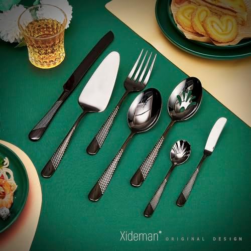Premium Hammered 18/10 Stainless Steel Serving Utensil Set, 7-Piece