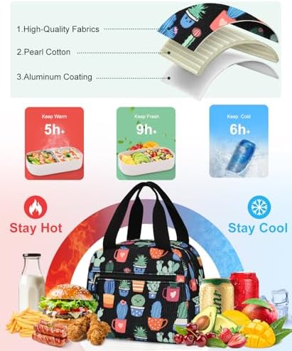 Lunch Bag for Women, Corduroy Small Insulated Lunch Box