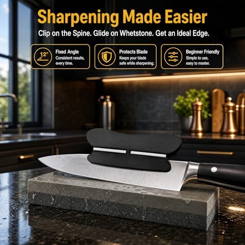4-in-1 Knife Sharpening Angle Guide 2 Pack – Multifunctional Whetstone Tool with 12° 14° 18° 30° – Non-Slip Ceramic Protector for Kitchen Chef Hunting Knives