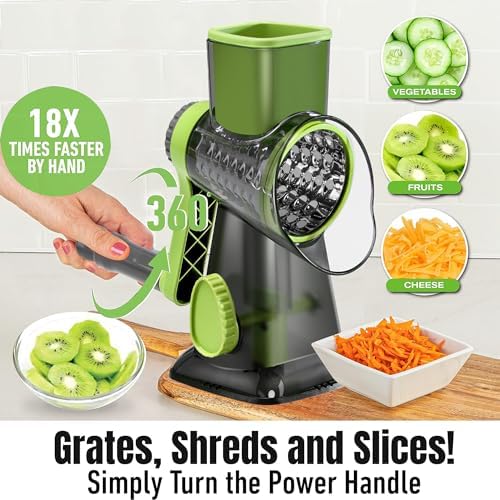 Cheese Grater Hand Crank Rotary Vegetables Shredder with Handle
