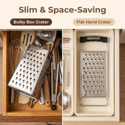 NACOLUS Classic Stainless Steel Cheese Grater with Handle, Coarse Shredder