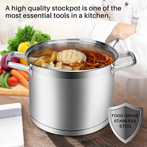 Duxtop Stainless Steel Stock Pot with Lid, 8.6 Qt Induction Cooking Pot