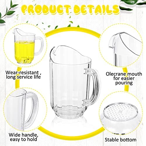 Tessco for you 6 Pcs Plastic Water Pitchers, 60 Ounce, Classic