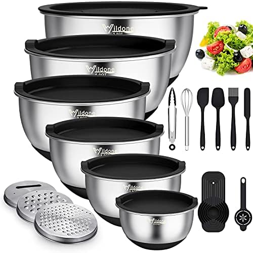 Wildone Mixing Bowls with Airtight Lids, Stainless Steel Mixing Bowls Set