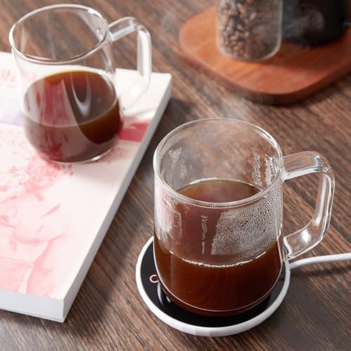 Large Glass Coffee Mugs, 20 oz Glass Coffee Cups Set of 6, Clear Borosilicate Glass Mugs with Handles for Cappuccino, Tea, Latte, Hot/Cold Beverages, Wine, Americano