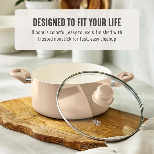 GreenLife 5QT Ceramic Nonstick Stockpot with Lid, Beige Taupe