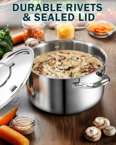 Cooks Standard Multi-Ply Clad 8 Quart Stainless Steel Stock Pot with Lid