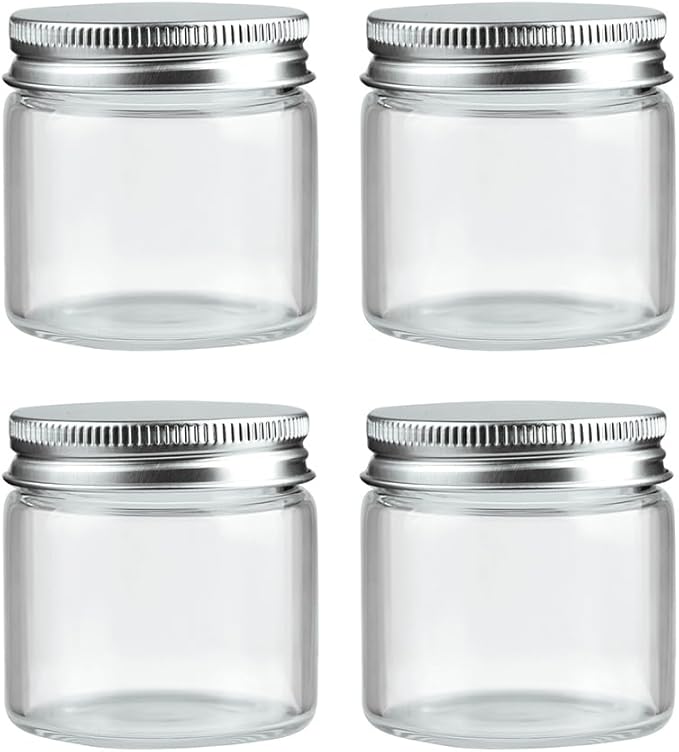 4 PCS Glass Jars with Lid 1.7oz/50ml 2x2 inches for Herb Spice Creams, Beauty Products Storage, 4 PCS/PACK
