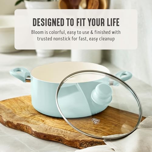 GreenLife 5QT Ceramic Nonstick Stockpot with Lid, Turquoise