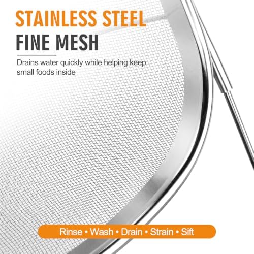 Palksky Over the Sink Colander, Stainless Steel Fine Mesh, 6 Quart 2 Pack