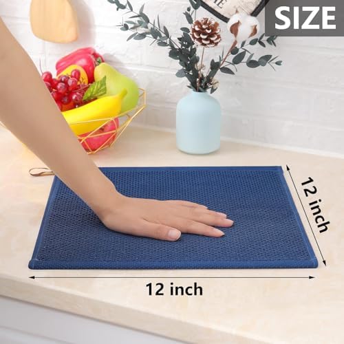 Homaxy 100% Cotton Waffle Weave Kitchen Dish Cloths 6-Pack, Navy Blue
