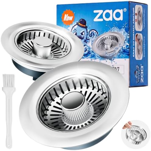 zaa 3 in 1 Kitchen Sink Drain Strainer Stopper Removable Basket Pop-Up