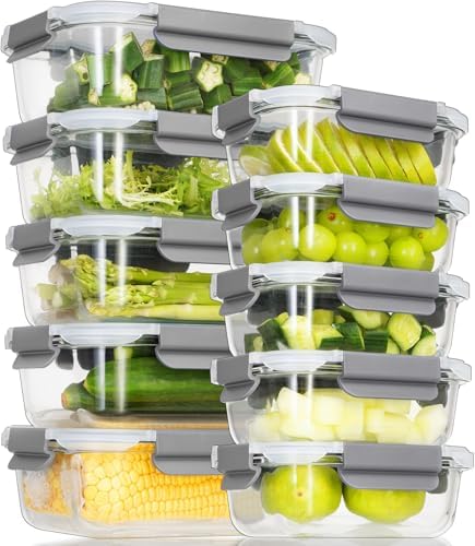 AILTEC Glass Food Storage Containers with Lids, 10 Pack Meal Prep Set