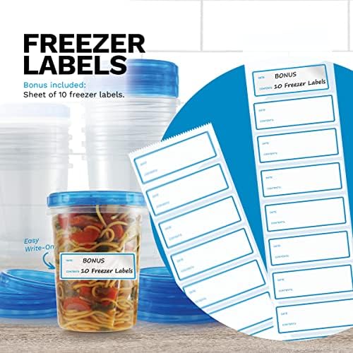 Tafura Freezer Containers, 6 Pack, 32 Oz, Leakproof BPA-Free Lids