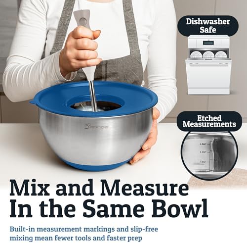 28pc Stainless Steel Mixing Bowls with Lids Set, 1.5-5 Qt, Blue