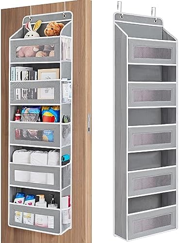 JARLINK Over the Door Organizer for Bedroom, Pantry, Bathroom, 5 Shelf Grey