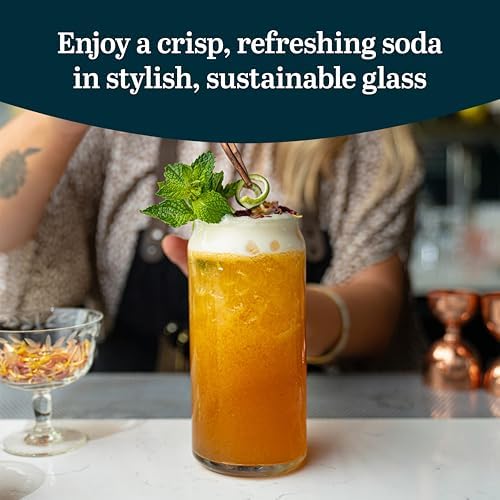 Libbey Classic Can XL Set of Drinking Glasses, Iced Coffee Cups Set of 4, 20 Oz, Dishwasher Safe Glass Beer Cups for Beverages and Cocktails