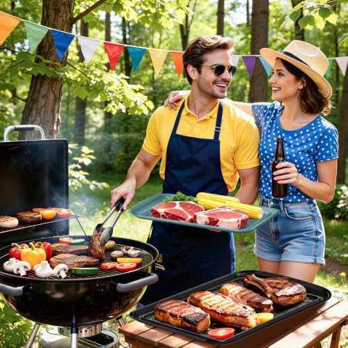 Grilling Prep & Serve Trays for Party Set of 6, Large BBQ Serving Platters