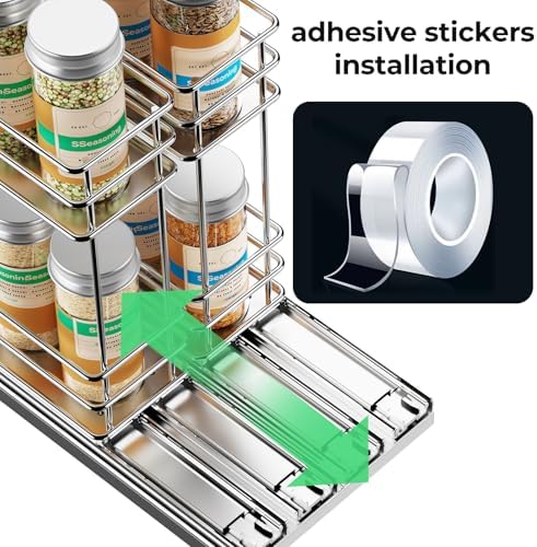 Mystozer Pull Out Spice Rack Organizer for Cabinet, Slide Out Spice Racks