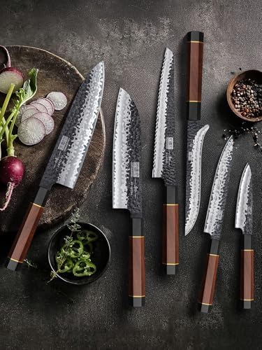 HOSHANHO 8 Pieces Knife Set, Razor Sharp Kitchen Knife Set with Block
