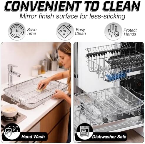 P&P CHEF 16.9 Inch Air Fryer Basket for Oven, Air Fryer Rack, 3 Pieces