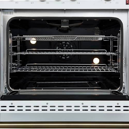 FORNO Giovanni 30-inch Freestanding Gas Range 5 Burners 67,000 BTU, 4.32 cu. ft. Convection Oven with Air Fryer Kit, Reversible Griddle, Wok Support & Heavy-Duty Control Knobs, Classic White Finish