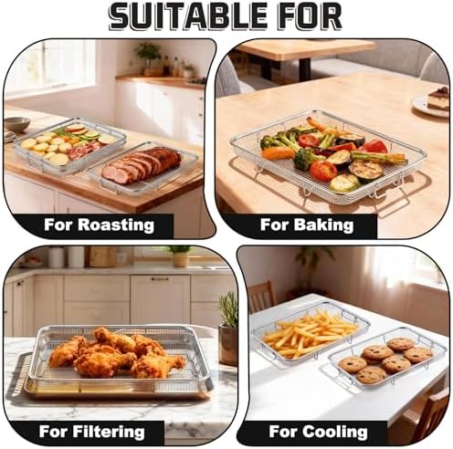 P&P CHEF 11.8 Inch Air Fryer Basket for Oven, Air Fryer Rack, 3 Pieces