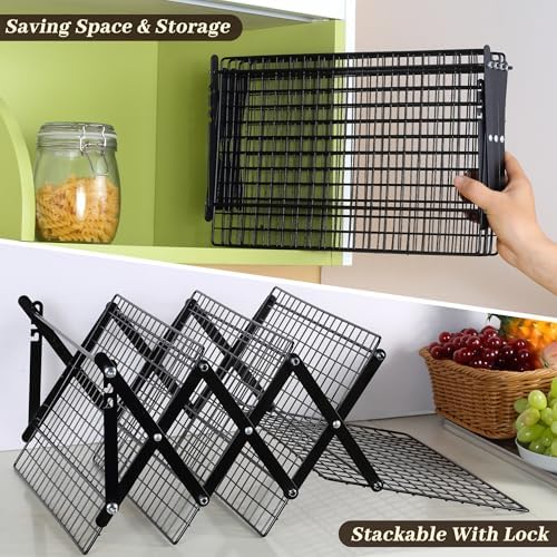 Pleafind 2/3/4-Tier Collapsible Cooling Rack - 3 Setting Design, Adjustable ＆ Stackable Baking Rack, 5 Modes Cooling Racks for Cooking and Baking, Roasting ＆ Grilling Gifts for Picnic Party