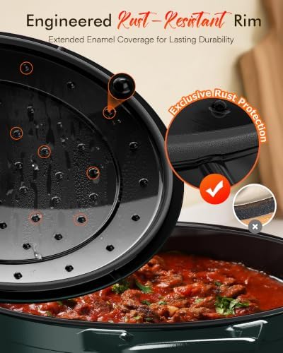 Nuwave 6 Qt PFAS-Free Enamel Cast Iron Dutch Oven Pot with Lid, Pine Forest