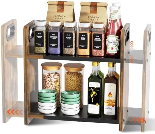 2-Tier Expandable Spice Rack Organizer for Countertop, 10.6"-17.3"