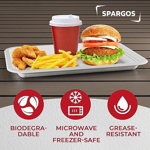 SPARGOS 14 Inch Disposable Food Trays, 50 Pack Crawfish Boil
