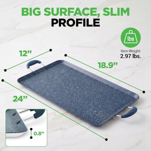 NutriChef Double Burner Griddle | Flat Top Griddle for Stove Top