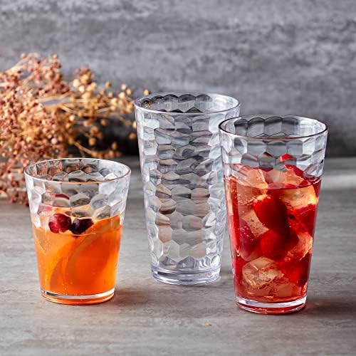 Amazing Abby - Iceberg - 24-Ounce Plastic Tumblers (Set of 8), Mixed-Color High-Balls, Reusable, Stackable, BPA-Free, Shatter-Proof, Dishwasher-Safe