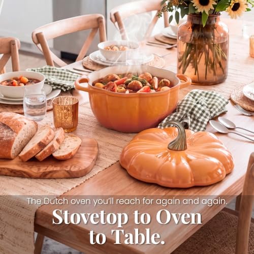 Larder & Vine 5.5 qt Pumpkin Enameled Cast Iron Dutch Oven Pot, Harvest