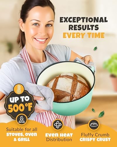 CRUSTLOVE 5 QT Cast Iron Bread Oven with Lid for Sourdough Bread Baking Set